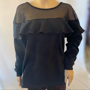 Jessica Simpson women’s fancy mesh and ruffle detail sweatshirt size XL NWT